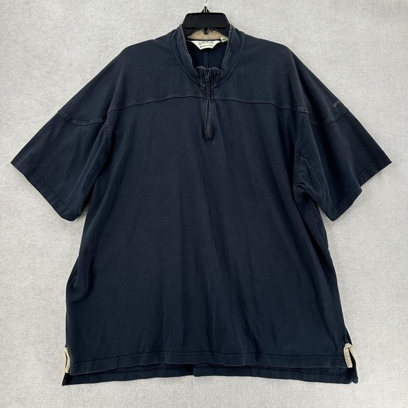Vintage Orvis Organic Cotton 1/4 Zip‎ Black Short Sleeve Thick Shirt Mens XXL - Picture 1 of 12